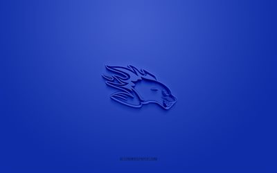 Saint John Sea Dogs, creative 3D logo, blue background, QMJHL, Canadian hockey team, USL League One, New Brunswick, Canada, 3d art, hockey, Saint John Sea Dogs 3d logo