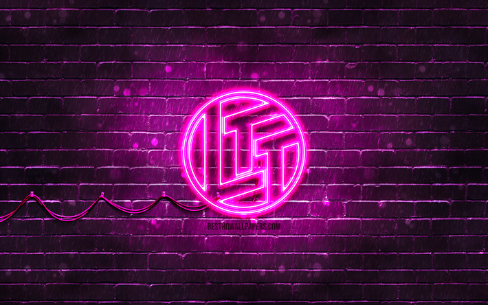 linus tech tips logo viola, 4k, muro di mattoni viola, logo linus tech tips, canali youtube, logo neon linus tech tips, linus tech tips