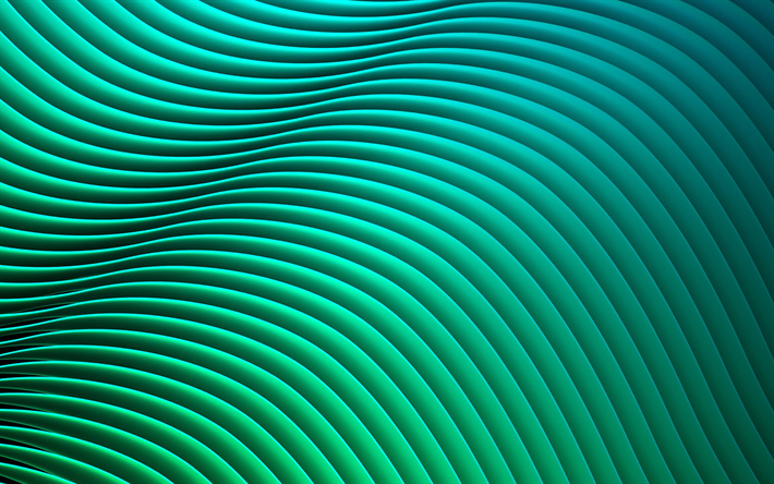turquoise abstract waves, creative, wavy textures, waves patters, background with waves, 3D textures, waves textures, waves 3D texture