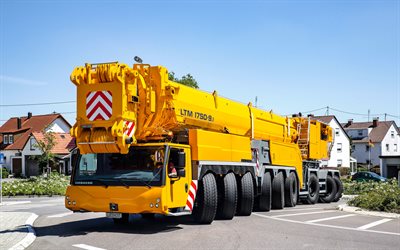 4k, Liebherr LTM 1750-9-1, road, mobile cranes, 2022 cranes, construction machinery, special equipment, construction equipment, Liebherr