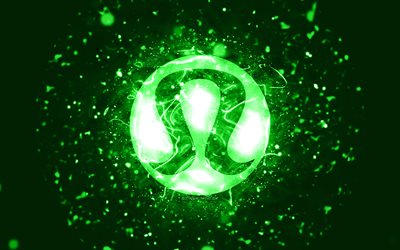 lululemon athletica yeşil logo, 4k, yeşil neon ışıklar, yaratıcı, yeşil soyut arka plan, lululemon athletica logo, markalar, lululemon athletica