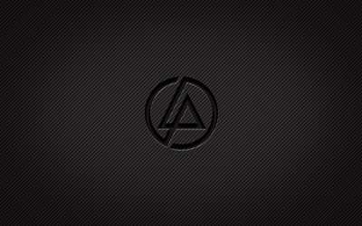 شعار لينكين بارك الكربون, 4k, فرقة الروك الأمريكية, فن الجرونج, خلفية الكربون, خلاق, لينكين بارك الشعار الأسود, نجوم الموسيقى, شعار لينكين بارك, لينكن بارك