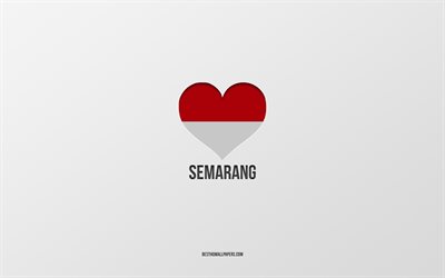 semarang ı seviyorum, endonezya şehirleri, semarang g&#252;n&#252;, gri arka plan, semarang, endonezya, endonezya bayrağı kalp, favori şehirler, aşk semarang