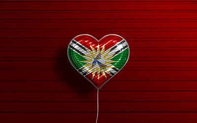 サントドミンゴデロスツァチラスが大好き, 4k, リアルな風船, 赤い木の背景, サントドミンゴデロスツァチラスの日, サントドミンゴデロスツァチラスの旗, エクアドル, エクアドルの州, サントドミンゴデロスツァチラス