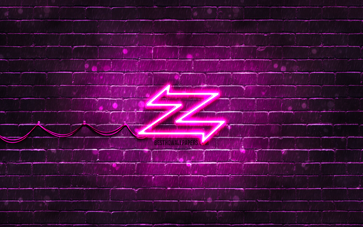 Zagato purple logo, 4k, purple brickwall, Zagato logo, cars brands, Zagato neon logo, Zagato