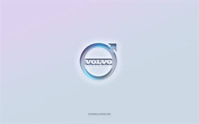 Volvo logo, cut out 3d text, white background, Volvo 3d logo, Volvo emblem, Volvo, embossed logo, Volvo 3d emblem