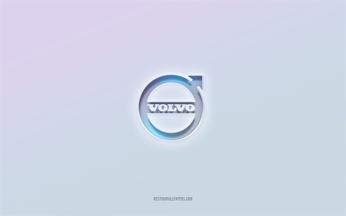 Volvo logo, cut out 3d text, white background, Volvo 3d logo, Volvo emblem, Volvo, embossed logo, Volvo 3d emblem