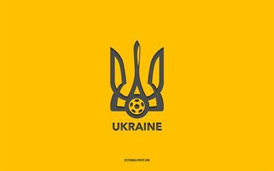 ukrainas fotbollslandslag, gul bakgrund, fotbollslag, emblem, uefa, ukraina, fotboll, ukrainas fotbollslandslags logotyp, europa