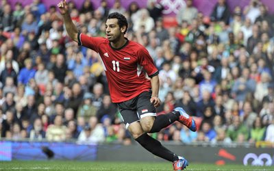 Mohamed Salah, 4k, egipcio footbaler, las estrellas del f&#250;tbol, Mo Salah, f&#250;tbol, Equipo Nacional de egipto, futbolistas, Salah