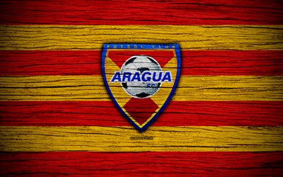 Aragua FC, 4k, logotipo, La Liga FutVe, el f&#250;tbol, el Venezolano de Primera Divisi&#243;n, club de f&#250;tbol, Venezuela, Aragua, creativo, de madera, la textura, el Aragua FC