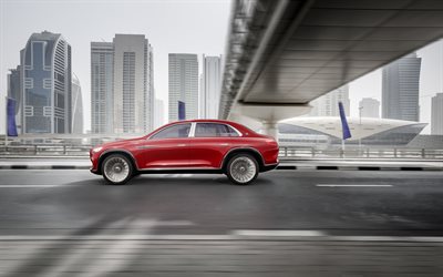 Vision Mercedes-Maybach massimo del Lusso, 2018, 5k, 4k, lusso, rosso, SUV, elettrico, auto, esterno, vista laterale elettrico, strada, blur, Mercedes-Benz