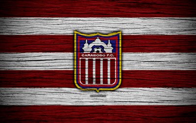 Carabobo FC, 4k, logo, La Liga FutVe, soccer, Venezuelan Primera Division, football club, Venezuela, Carabobo, creative, wooden texture, FC Carabobo