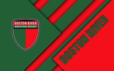 Boston River FC, 4k, Uruguay football club, logotyp, material och design, r&#246;d gr&#246;n abstraktion, emblem, Uruguays F&#246;rsta Divisionen, Montevideo, Uruguay, fotboll