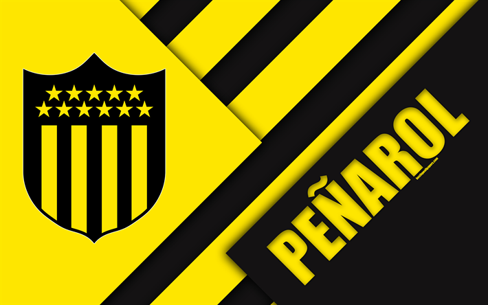 Club Atletico Penarol, 4k, Uruguay, club de football, le logo, la conception de mat&#233;riaux, de jaune noir de l&#39;abstraction, de l&#39;embl&#232;me, Primera Division, Montevideo, l&#39;Uruguay, le football, le FC Penarol