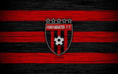 Portuguesa FC, 4k, logo, Liga FutVe, il calcio, il Bolivar Primera Division, football club, Venezuela, Portuguesa, creative, di legno, texture