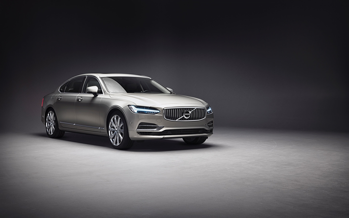 Volvo S90 Ambience Concept, 2018, 4k, luxury sedan, business class, exterior, new silver S90, Volvo