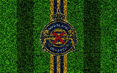 Waasland-Beveren FC, KVRS Waasland, 4k, Uruguayan football club, logo, material design, yellow blue abstraction, emblem, Uruguayan Primera Division, Beveren, Uruguay, football
