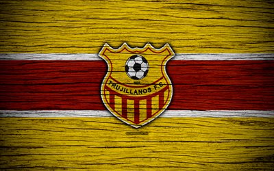 Trujillanos FC, 4k, logo, Lega FutVe, il calcio, il Bolivar Prima Divisione, il club di calcio, Venezuela, Trujillanos, creative, di legno, texture