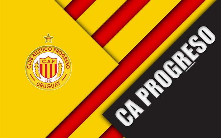 CA بروغرسو, 4k, أوروغواي لكرة القدم, شعار, تصميم المواد, أحمر أصفر التجريد, أوروغواي الدرجة الأولى, مونتيفيديو, أوروغواي, كرة القدم, نادي أتلتيكو بروغرسو