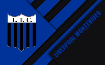 Liverpool FC Montevideo, 4k, Uruguayn football club, logo, materiaali suunnittelu, sininen musta abstraktio, tunnus, Uruguayn P&#228;&#228;sarjassa, Montevideo, Uruguay, jalkapallo