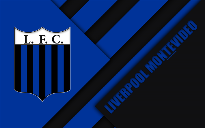 Liverpool FC Montevideo, 4k, Uruguaiano di calcio per club, il logo, il design dei materiali, blu, nero astrazione, emblema, Uruguay Primera Division, Montevideo, Uruguay, il calcio