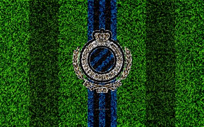 Club Brugge KV, 4k, Belgian football club, football pitch, logo, red green lines, Jupiler League, grass texture, Brugge, Belgium, Belgian First Division A, Brugge fc