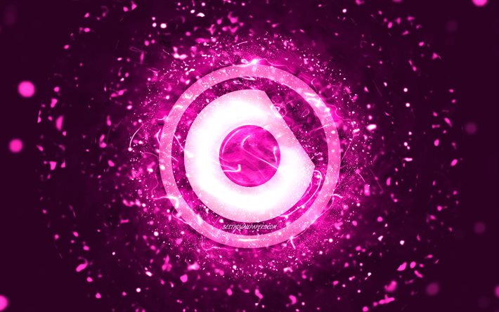 Nicky Romero lila logotyp, 4k, holl&#228;ndska DJs, lila neonljus, kreativ, lila abstrakt bakgrund, Nick Rotteveel, Nicky Romero logo, musikstj&#228;rnor, Nicky Romero