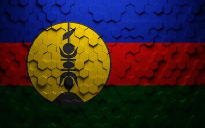 Flag of New Caledonia, honeycomb art, New Caledonia hexagons flag, New Caledonia, 3d hexagons art, New Caledonia flag