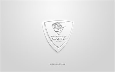 Pallacanestro Cantu, yaratıcı 3D logo, beyaz arka plan, LBA, 3d amblem, İtalyan basketbol kul&#252;b&#252;, Lega Basket Serie A, Cantu, İtalya, 3d sanat, basketbol, Pallacanestro Cantu 3d logo