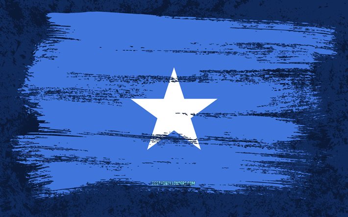 4k, Bandeira da Som&#225;lia, bandeiras grunge, pa&#237;ses africanos, s&#237;mbolos nacionais, pincelada, bandeira somali, arte grunge, bandeira da Som&#225;lia, &#193;frica, Som&#225;lia