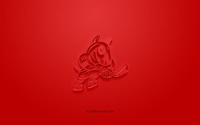 نياجرا IceDogs, شعار 3D الإبداعية, خلفية حمراء, أو إتش إل, 3d شعار, الهوكي الكندي, دوري هوكي أونتاريو, أونتاريو, كندا, فن ثلاثي الأبعاد, الهوكي, نياجرا IceDogs شعار 3D
