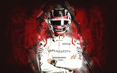 Nico Mueller, Dragon Racing, sveitsil&#228;inen kilpa-autoilija, Formula E, punainen kivitausta, grunge-taide