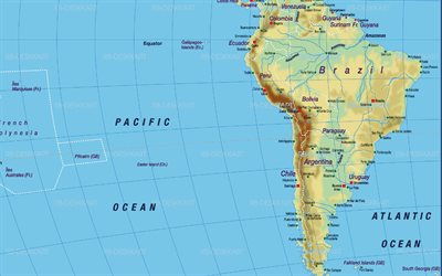 G&#252;ney Amerika coğrafi haritası, ABD haritası, G&#252;ney Amerika kıtası, Brezilya haritası, Arjantin haritası, Brezilya coğrafi haritası