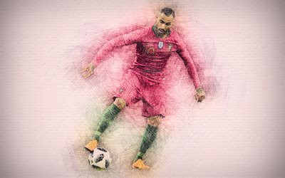 Ricardo Quaresma, 4k, Portuguese football team, artwork, Quaresma, soccer, footballers, drawing Jordi Alba, Portugal National Team