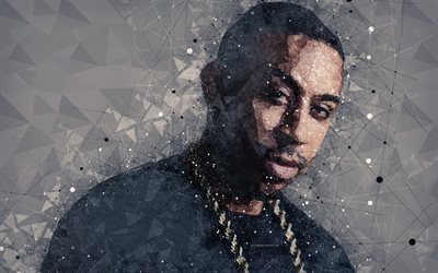 Ludacris, American rapper, 4k, creative art portrait, face, geometric art, abstraction, Hollywood actor, Christopher Brian Bridges