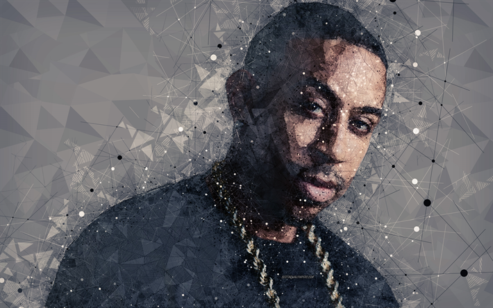 ludacris, us-amerikanischer rapper, 4k, kreative kunst, portrait, gesicht, geometrische kunst, abstraktion, hollywood-schauspieler, christopher brian bridges