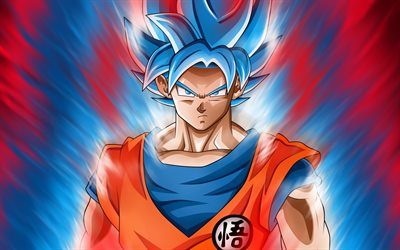 Blue Goku, fan art, DBS, Super Saiyan God, 4k, Dragon Ball Super, manga, Super Saiyan Blue, Dragon Ball, Goku Super Saiyan Blue, Goku