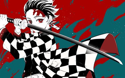 Demon Slayer, Kimetsu no Yaiba, Tanjirou Kamado, main character, japanese manga, creative art