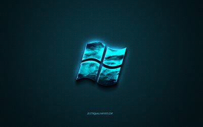 Windows old blue logo, creative blue art, Windows emblem, dark blue background, Windows, logo, brands