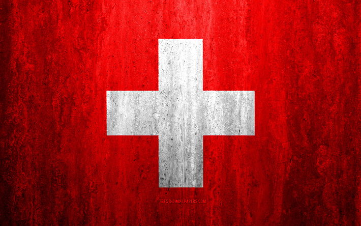 Flag of Switzerland, 4k, stone background grunge drapeau, Europe, Suisse flag grunge, art, symbole national, Switzerland, stone texture