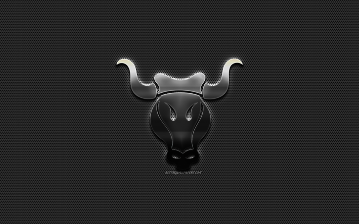 Segno zodiacale toro, metallo, segno del Toro, Toro Oroscopo segno, stile di metallo, rete metallica sfondo, creativo, arte, segni dello zodiaco, Toro