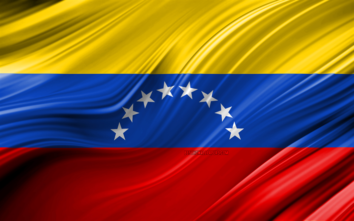 4k, العلم الفنزويلي, بلدان أمريكا الجنوبية, 3D الموجات, علم فنزويلا, الرموز الوطنية, فنزويلا 3D العلم, الفن, أمريكا الجنوبية, فنزويلا