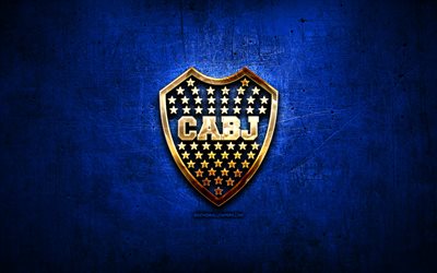 Boca Juniors FC, kultainen logo, Argentiinan Primera Division, sininen abstrakti tausta, jalkapallo, Argentiinalainen jalkapalloseura, Boca Juniors-logo, CA Boca Juniors, CABJ, Argentiina