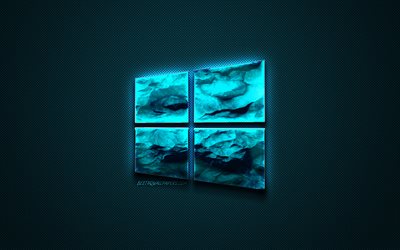 Windows 10 blue logo, creative blue art, Windows 10 emblem, dark blue background, Windows, logo, brands