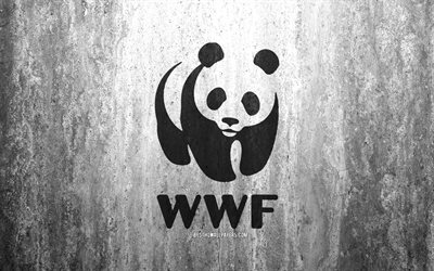 Drapeau de la WWF, 4k, pierre fond, grunge drapeau, les organisations internationales, le WWF drapeau grunge art, symboles nationaux, le WWF, la texture de pierre, le World Wildlife Fund
