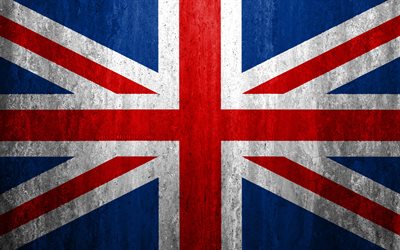 La bandera de Reino Unido, 4k, piedra antecedentes, grunge bandera, Europa, reino unido bandera de grunge de arte, los s&#237;mbolos nacionales, Reino Unido, la piedra, la textura, la Bandera de Gran Breta&#241;a