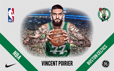 Vincent Poirier, Boston Celtics, French Basketball Player, NBA, portrait, USA, basketball, TD Garden, Boston Celtics logo
