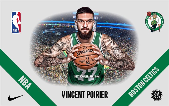 Vincent Poirier, Boston Celtics, Ranskalainen Koripalloilija, NBA, muotokuva, USA, koripallo, TD Garden, Boston Celtics-logo