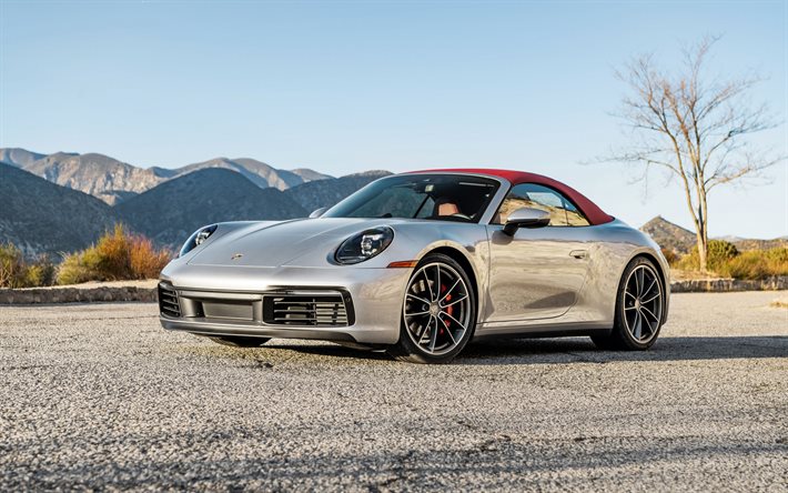 2020, Porsche 911 Carrera S, convertible, silver sports coupe, new silver 911 Carrera S, German sports cars, Porsche