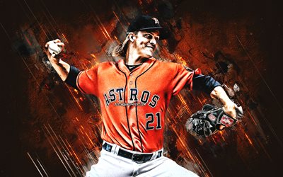 Zack Greinke, Houston Astros, MLB, american baseball player, portrait, orange stone background, Donald Zackary Greinke, Major League Baseball